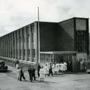 Workers Arrive at New Rolls Royce Factory Print 1953 Workers Arrive at New Rolls Royce Factory Print 1953