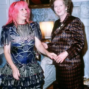 Margaret Thatcher with Zandra Rhodes at No. 10 Downing Street Print Margaret Thatcher with Zandra Rhodes at No. 10 Downing Street Print