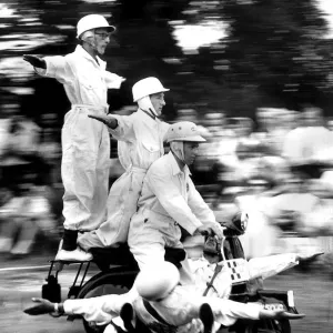 Five on One Vespa Scooter Print, July 1957 Five on One Vespa Scooter Print, July 1957