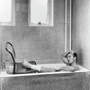 Jimmy Greaves Relaxing in a Bath at Roehampton Print Jimmy Greaves Relaxing in a Bath at Roehampton Print