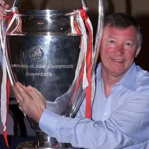 Alex Ferguson holds the European Cup May 1999 the day after Manchester Alex Ferguson holds the European Cup May 1999 the day after Manchester