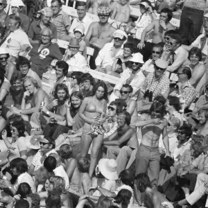Female Cricket Fan in Bikini at Lord's 1975 Print Female Cricket Fan in Bikini at Lord's 1975 Print