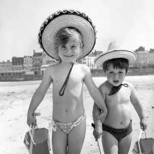 Holidays Children: On the Beach at Margate, Kent Print 1974 Holidays Children: On the Beach at Margate, Kent Print 1974