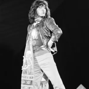 Mick Jagger sur scène lors du concert des Rolling Stones à Knebworth House dans le Hertfordshire. Mick Jagger sur scène lors du concert des Rolling Stones à Knebworth House dans le Hertfordshire.
