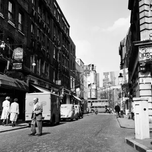 Scene in Old Compton Street Print, Soho London 1955 Scene in Old Compton Street Print, Soho London 1955