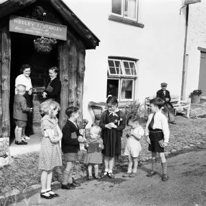 Sunday School in Alswear Village Pub Print, 26th July 1953 Sunday School in Alswear Village Pub Print, 26th July 1953
