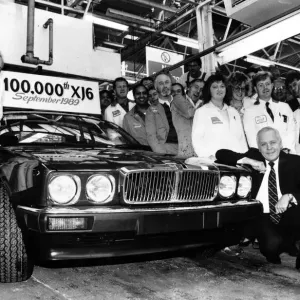 Sir John Egan and XJ6 Production Line Print, 1989 Sir John Egan and XJ6 Production Line Print, 1989