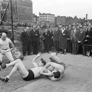 Primo Carnera v Al Hayes, Open Air Training Session Print Primo Carnera v Al Hayes, Open Air Training Session Print