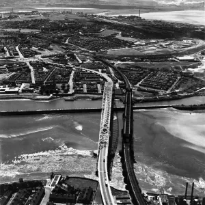 Aerial View of New Runcorn - Widnes Bridge Print Circa 1962 Aerial View of New Runcorn - Widnes Bridge Print Circa 1962