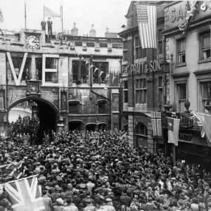 Print of Crowds Gathering in Lincoln for VE Day Parade, May 1945