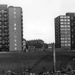 Print of The Wingate Towers flats from Liverpool Road, Huyton