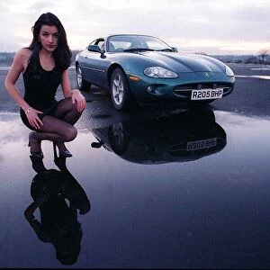 Miss scotland Isla Sutherland January 1998 pictured alongside a Jaguar XK8