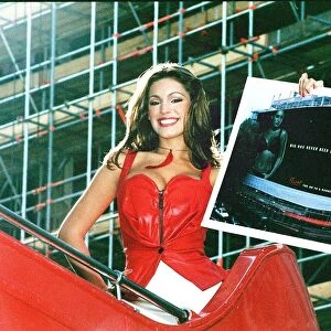 Model Kelly Brook in Londons West End August 1999 promoting the new bra by