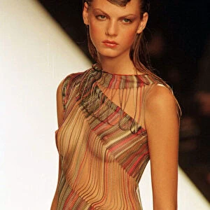 A model wearing a Missoni design at the Milan fashion week October 1997 Wearing a