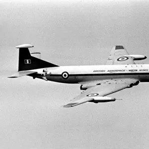 A modified De Havilland DH 106 Comet 4, fitted with a giant Marconi radar blister which