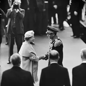 Mohammad-Reza Shah Pahlavi, the Shah of Iran, with Queen Elizabeth II during his visit to