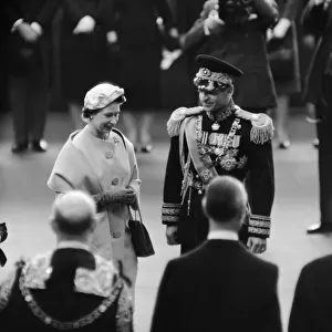 Mohammad-Reza Shah Pahlavi, the Shah of Iran with Queen Elizabeth II during his visit to