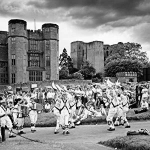 Morris dancers from Coventry giving a display on the green outside Kenilworth Castle