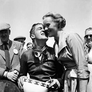 Motorsport. Isle of Man TT Races 1953 Ray Aman and wife
