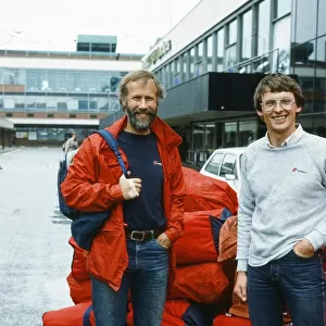 Mountaineers Chris Bonington and Alan Rouse leaving LAP for a Himalayan expedition