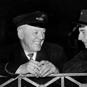 Mr. W. Duddy in the old style British Rail hat talks to Lad Porter T
