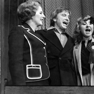 Mrs. Margaret Thatcher with Vince Hill and Lulu seen here sing at a Conservative General