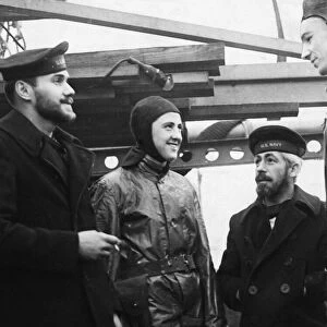 US Navy seamen having a chit-chat at sea during the Second World War