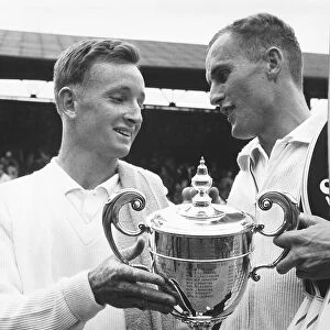 Neale Fraser wins mens singles title at Wimbledon 1960 with opponent Rod