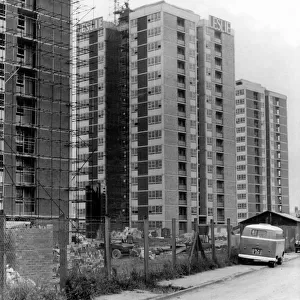 The new high rise flats under construction in Walker at the junction of Church Street