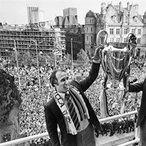 Newly crowned European champions Aston Villa, parade the European Champions Cup trophy to