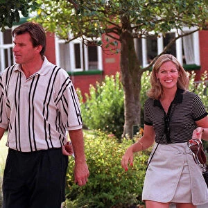 Nick Faldo Golfer with his girlfriend Brenna Cepelak by the clubhouse after his second