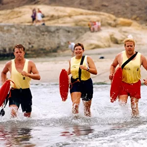 Some North East Lifeguards doing their Baywatch impression in July 1995