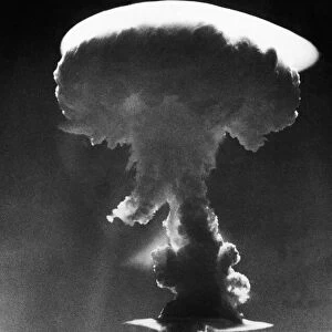 Nuclear cloud seen here following the detonation of the bomb named Purple Granite over