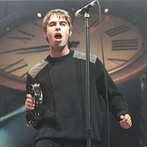 Oasis concert Aberdeen September 1997 Liam Gallagher performing on stage during a