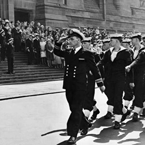 Officers and sailors of HMS Eaglet, the training centre for the Royal Naval Reserve