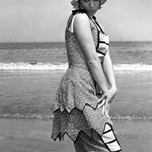 Old Fashioned swim suit. So this is what grandma used to look like on the beach in