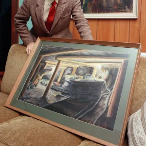 Oliver Kilbourn of Ashington, with one of his paintings. 2nd July 1991