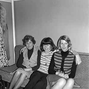Pam Ayres in her dressing room at the Bristol Hippodrome with her mother and sister