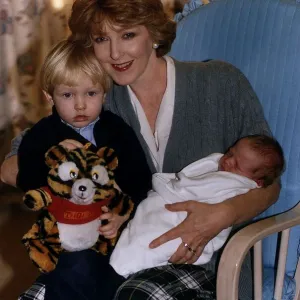 Patricia Hodge Actress with new born baby son and three year old son Alexander