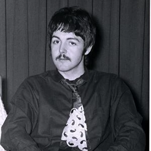 Paul McCartney singer with The Beatles pop group sporting a new moustache