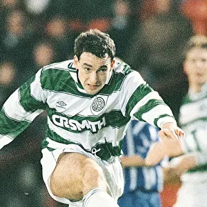 Paul McStay kicking ball Celtic strip Football