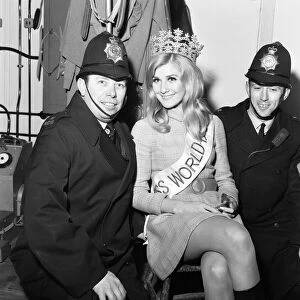 Penelope Plummer, newly crowned winner of Miss World 1968, pictured on her first day