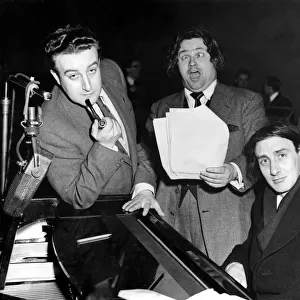Peter Sellers, Harry Secombe and Spike Milligan rehearse for another crazy episode of