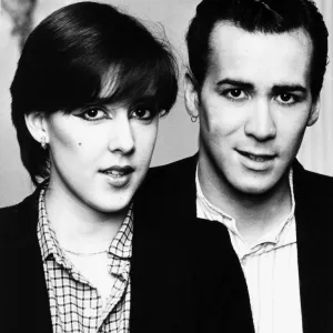 Phil Oakey and Joanne Catherall singers with 1982 British pop group Human League