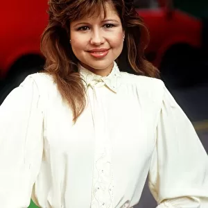 Pia Zadora October 1986 Actress with hands on her hips A©mirrorpix