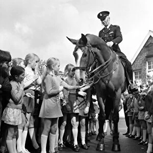 Police horses display at Norton Junior School. 1972