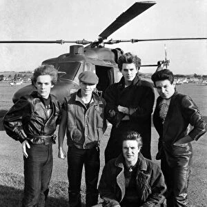 Pop group Duran-Duran leave Shoreham airport near Brighton for the BBC in helicopter