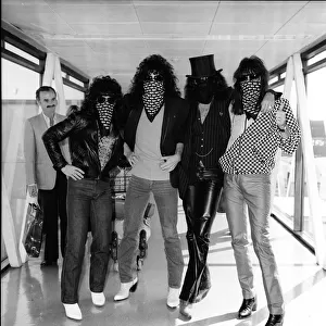 Pop Group Kiss arrive at Heathrow Airport from Milan 1980