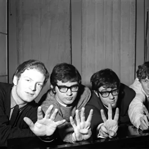 Pop group Manfred Mann recording at the EMI recording studio in March 1964