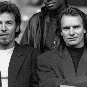 Pop singer Sting, (aka Gordon Sumner) with Bruce Springsteen
